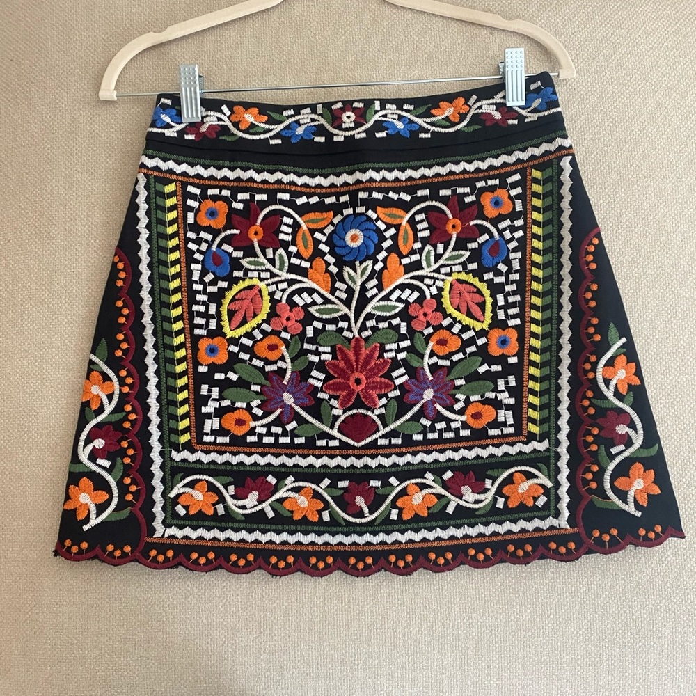 Lulus Black Embroidered Mini Skirt